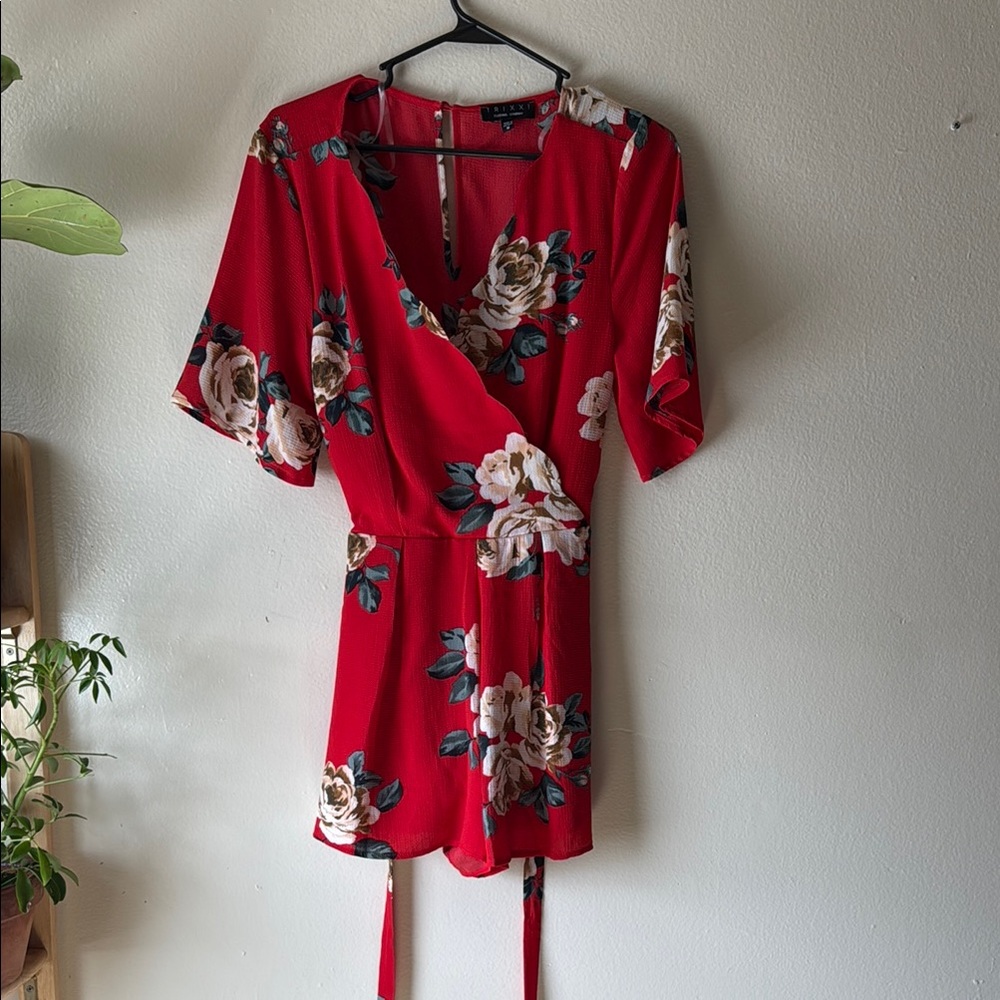 Trixxi Red Floral Romper